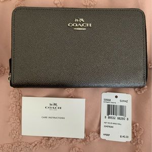 NWT Metallic Grey Coach Wallet